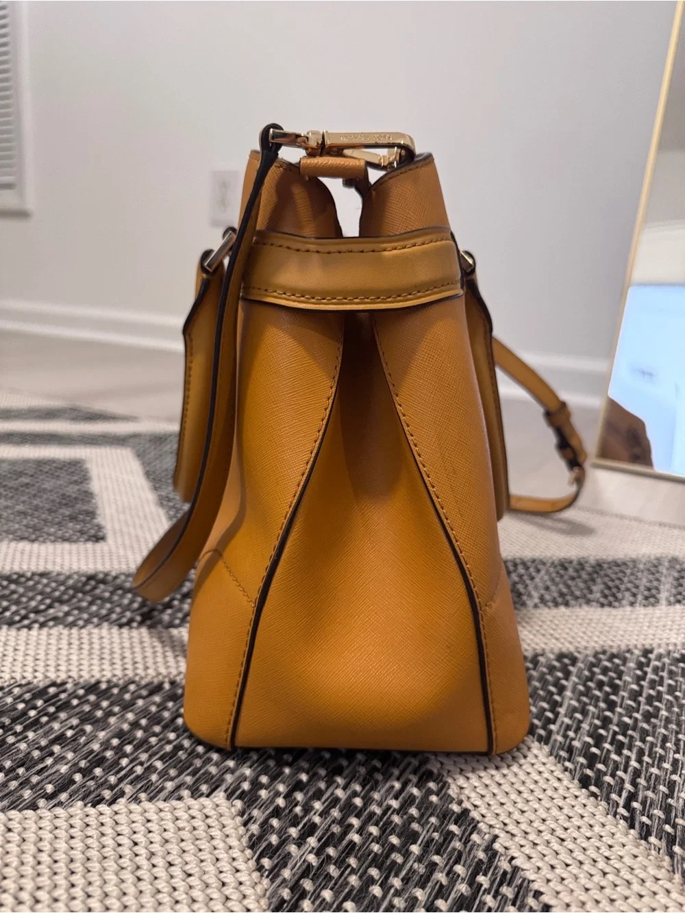 Michael Kors Leather Satchel in Mustard